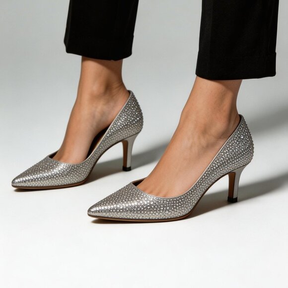 Badgley Mischka Shoes - Badgley Mischka  Rhinestone Pointed-Toe Pumps in size 11